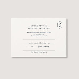 Tarjeta de respuesta de boda con monograma minimal