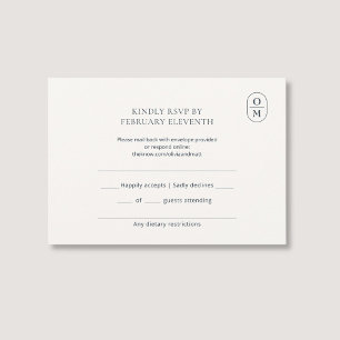 Tarjeta de respuesta de boda con monograma minimal