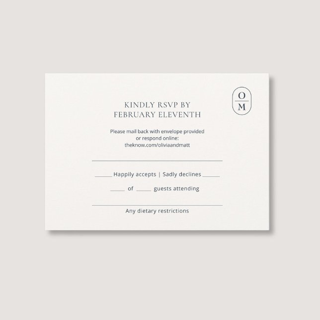Tarjeta de respuesta de boda con monograma minimal (Subido por el creador)