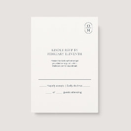 Tarjeta de respuesta de boda con monograma minimal