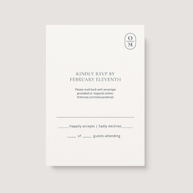 Tarjeta de respuesta de boda con monograma minimal (Subido por el creador)