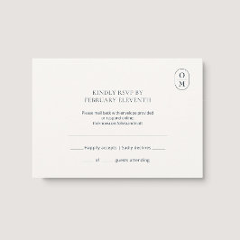 Tarjeta de respuesta de boda con monograma minimal