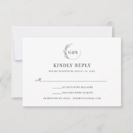 Tarjeta de respuesta de boda con monograma simple