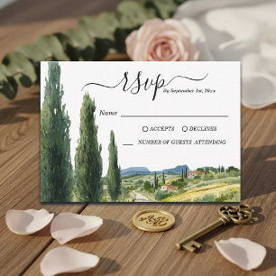 Tarjeta de respuesta de boda con paisaje italiano