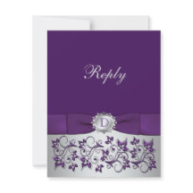 Tarjeta de respuesta de boda con pergamino floral
