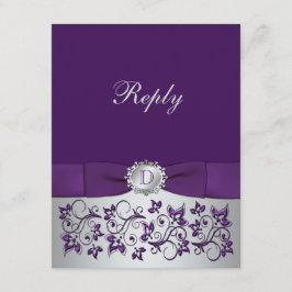 Tarjeta de respuesta de boda con pergamino floral 