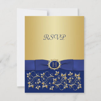 Tarjeta de respuesta de boda con pergamino floral 