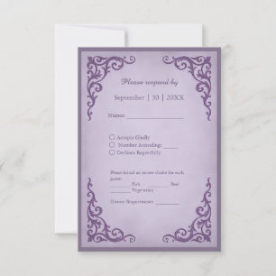 Tarjeta de Respuesta de Boda con Pergamino Vintage