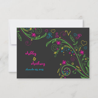 Tarjeta de respuesta de boda con pizarra de tiza n