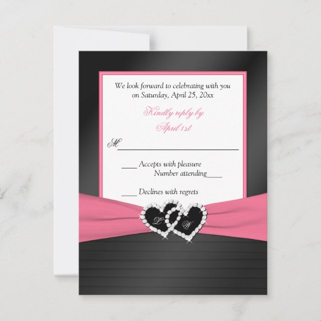 Tarjeta de respuesta de boda con pliegues FAUX cor (Anverso)
