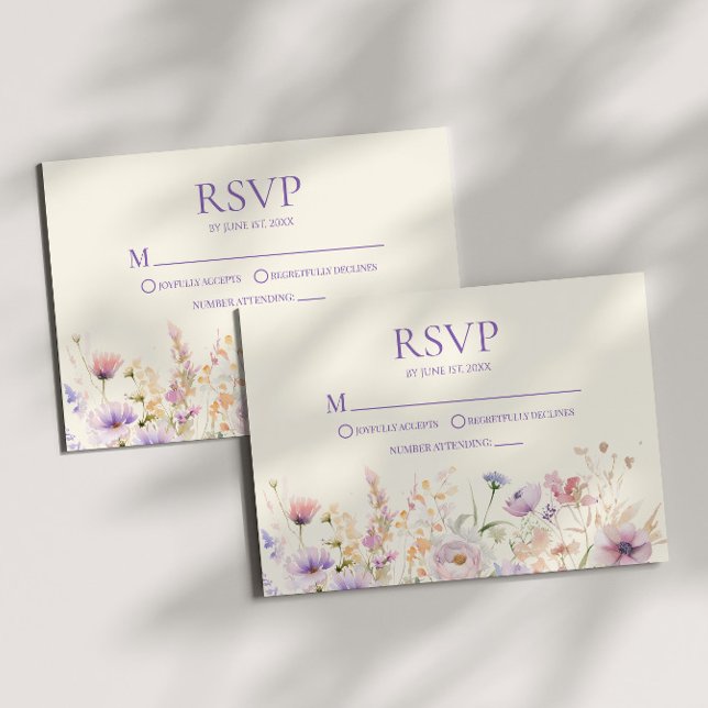 Tarjeta de respuesta de boda con prado de flores s (Subido por el creador)