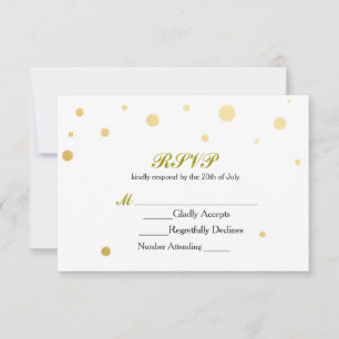 Tarjeta de respuesta de boda con puntos de lámina