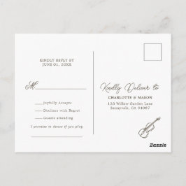 Tarjeta de respuesta de boda con rayas amarillas s