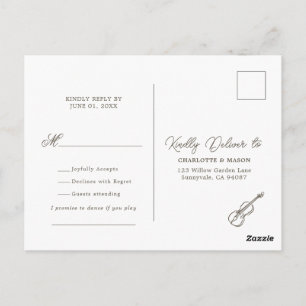 Tarjeta de respuesta de boda con rayas amarillas s