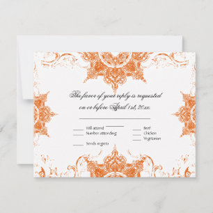 Tarjeta de respuesta de boda con remolino de damas
