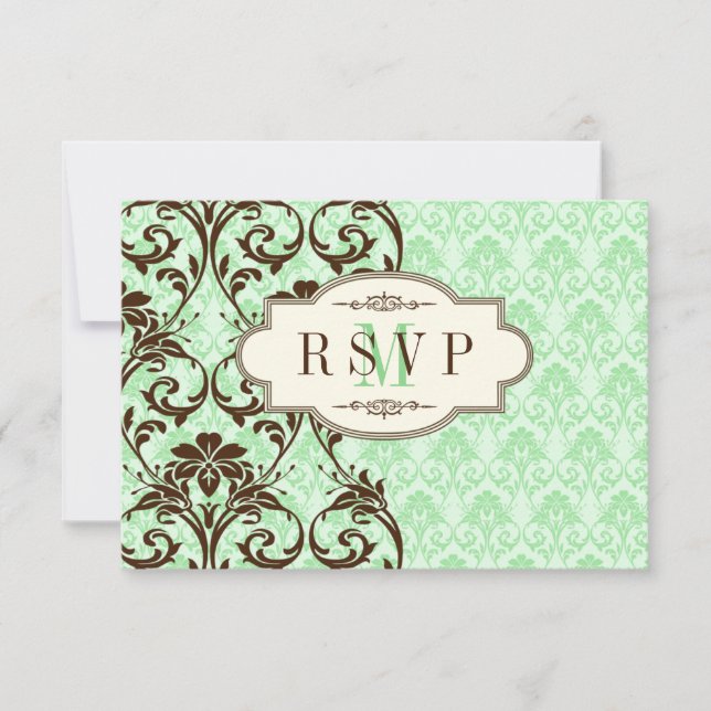 Tarjeta de respuesta de boda con rollos marrones y (Anverso)