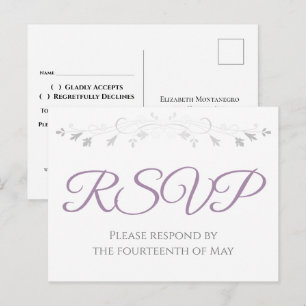 Tarjeta de respuesta de boda con sencillez y elega