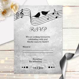Tarjeta de respuesta de boda con tema de música en