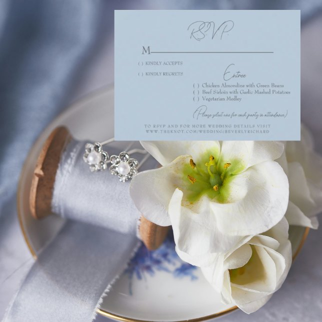 Tarjeta de respuesta de boda con texto plateado az (Subido por el creador)