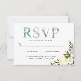 Tarjeta de respuesta de boda con tipografía floral