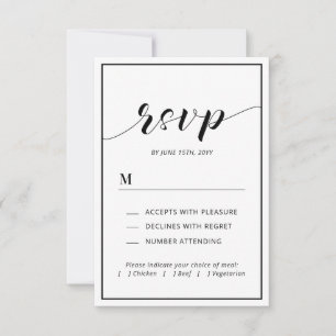 Tarjeta de respuesta de boda con tipografía modern