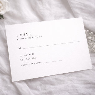 Tarjeta de respuesta de boda con tipografía serif 