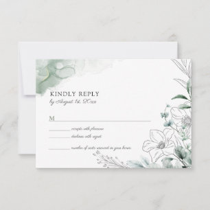 Tarjeta de respuesta de boda con vegetación de euc