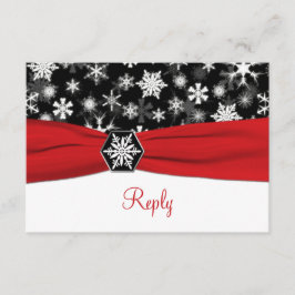 Tarjeta de respuesta de boda Copos de nieve negros