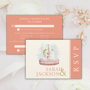 Tarjeta de respuesta de Boda coral de palomas romá