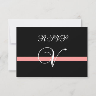 Tarjeta de respuesta de boda Coral Monogram V