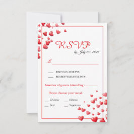 Tarjeta de respuesta de boda Corazones rosados sua
