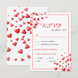 Tarjeta de respuesta de boda Corazones rosados sua
