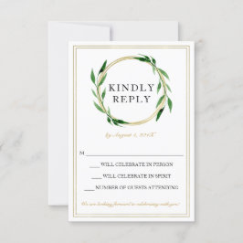 Tarjeta de respuesta de boda Corona de Oro Falsa