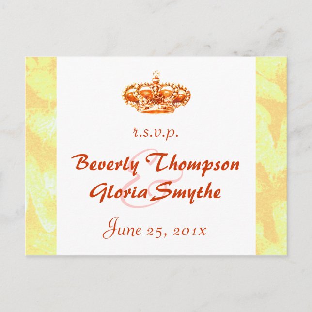 Tarjeta de respuesta de boda Corona Dorada (Anverso)