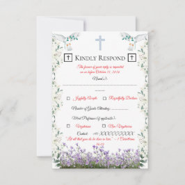 Tarjeta de respuesta de boda cristiana con cruz
