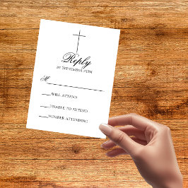 Tarjeta de respuesta de boda cristiana con cruz mi