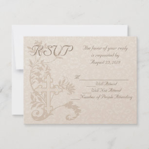 Tarjeta de respuesta de boda Cross Flourish de Cus