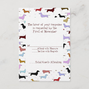 Tarjeta de respuesta de Boda Cute Dachshund