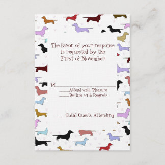 Tarjeta de respuesta de Boda Cute Dachshund