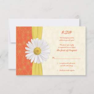 Tarjeta de respuesta de boda Daisy Naranja, Amaril