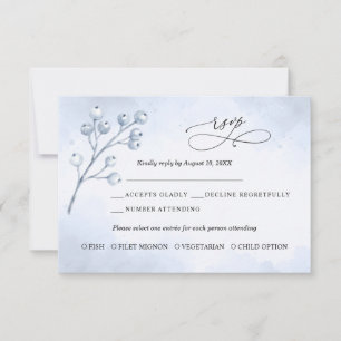 Tarjeta de respuesta de boda de abedul congelado