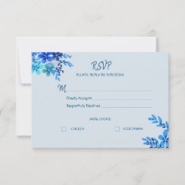 Tarjeta de respuesta de boda de acuarela floral az