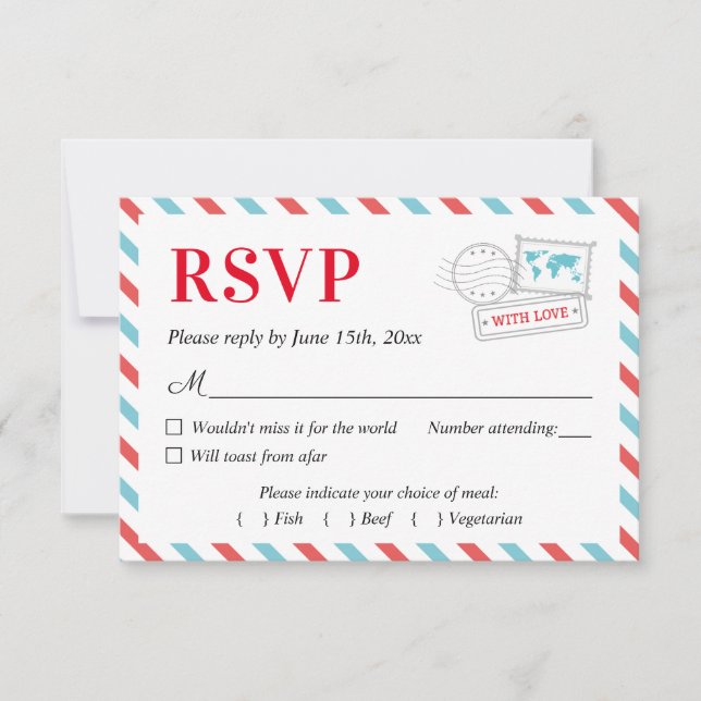 Tarjeta de respuesta de boda de aerolínea de avión (Anverso)