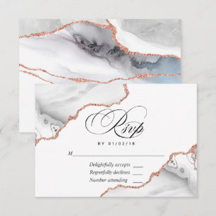 Tarjeta de respuesta de boda de ágata de oro rosa
