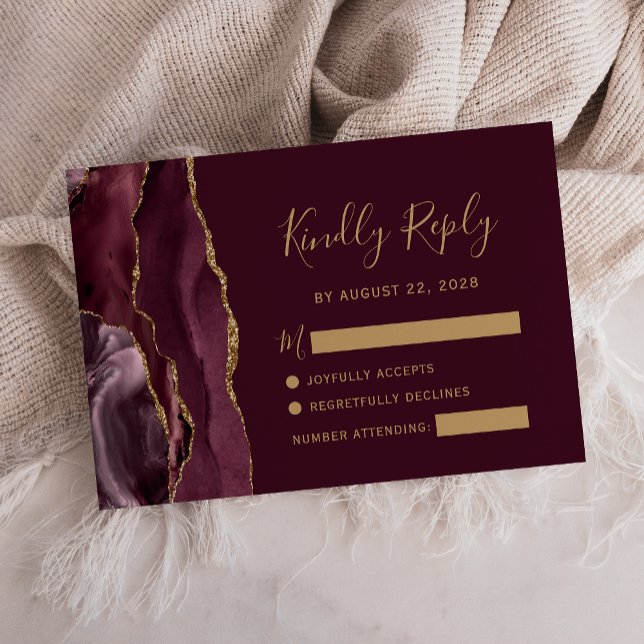 Tarjeta de respuesta de boda de ágata dorada de Bo (Subido por el creador)