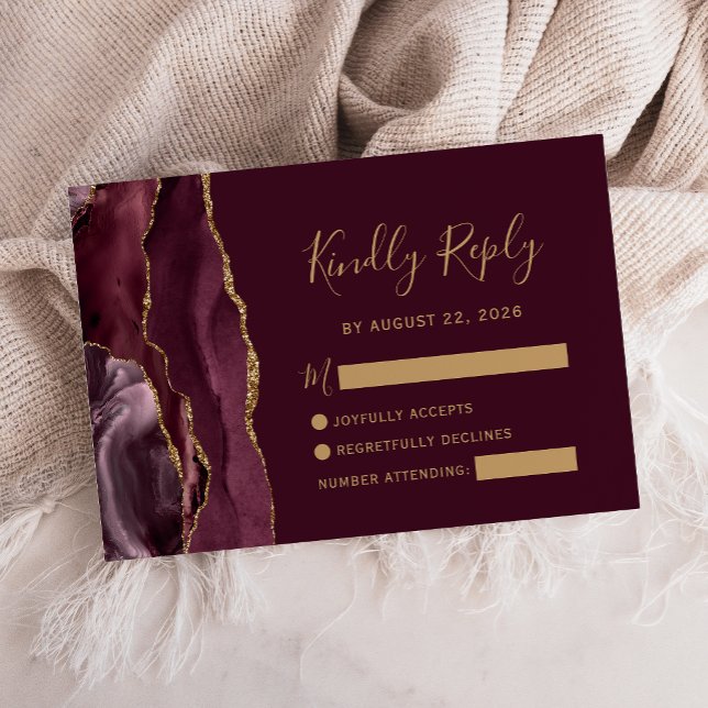 Tarjeta de respuesta de boda de ágata dorada de Bo (Subido por el creador)