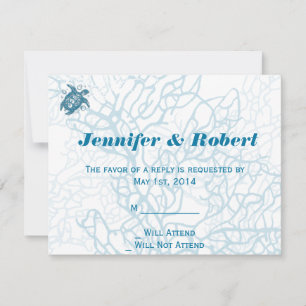 Tarjeta de respuesta de Boda de amor a la tortuga