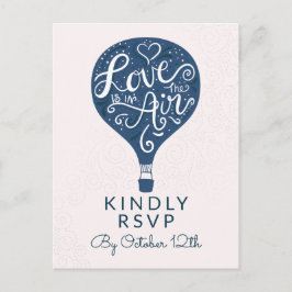 Tarjeta de respuesta de boda de amor en Navy con e