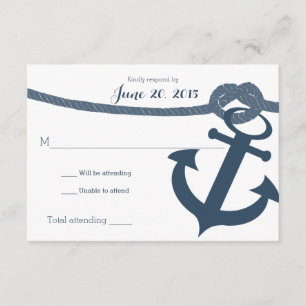 Tarjeta de respuesta de Boda de anclaje náutico y