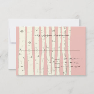 Tarjeta de respuesta de Boda de árbol de birco ros